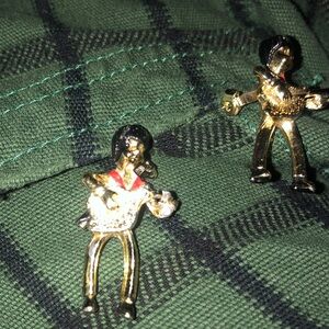 The Beatles vintage Gold and Red Figurine Brooch Set